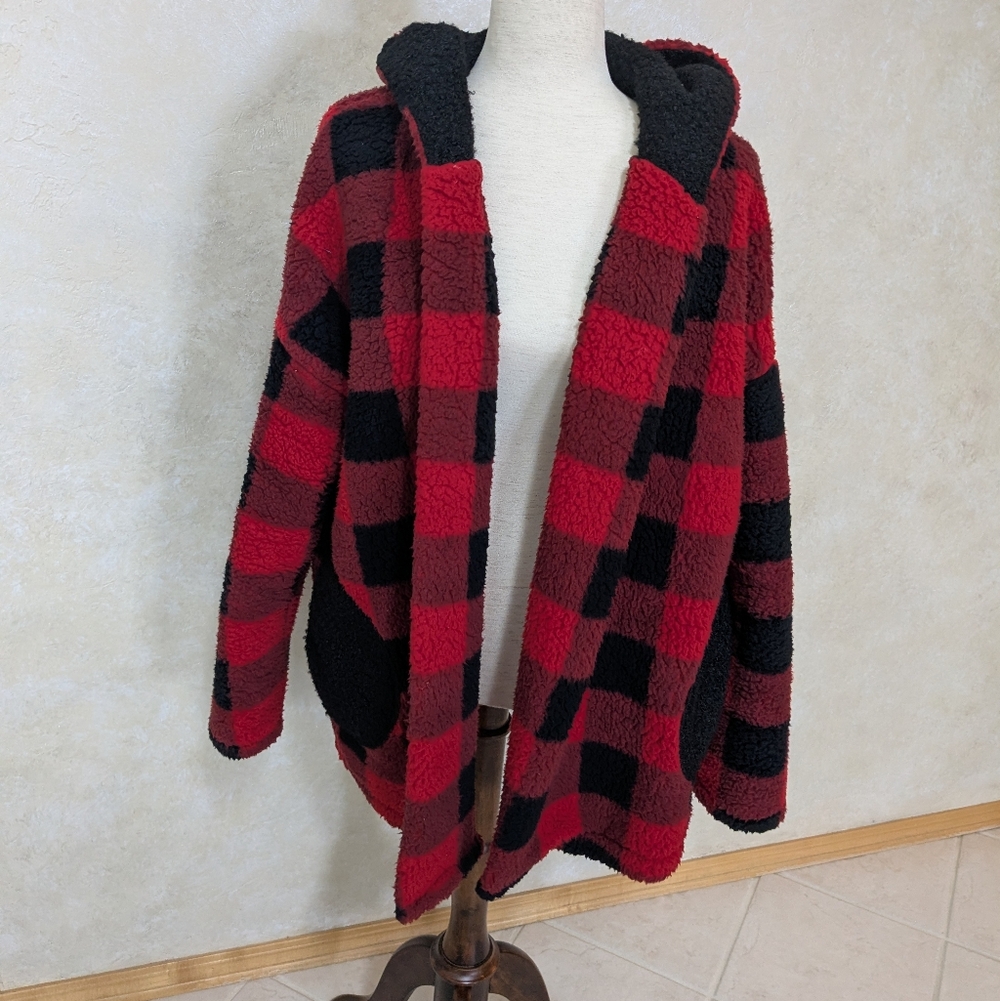 Honeyme Red and Black Textured Jacket